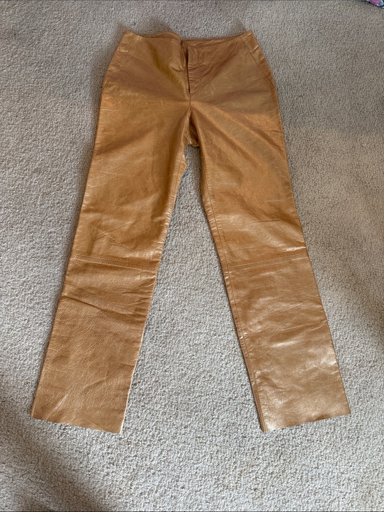 Banana Republic Denim - Banana Republic Vintage Gold Genuine Leather Pants Lined Split Leg | Size 6